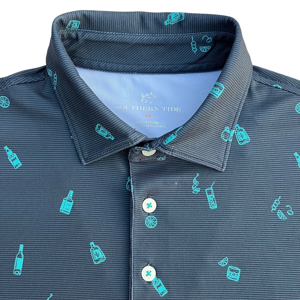 Southern Tide Performance Polo Classic Fit Men's Short Sleeve Shirt Blue Medium